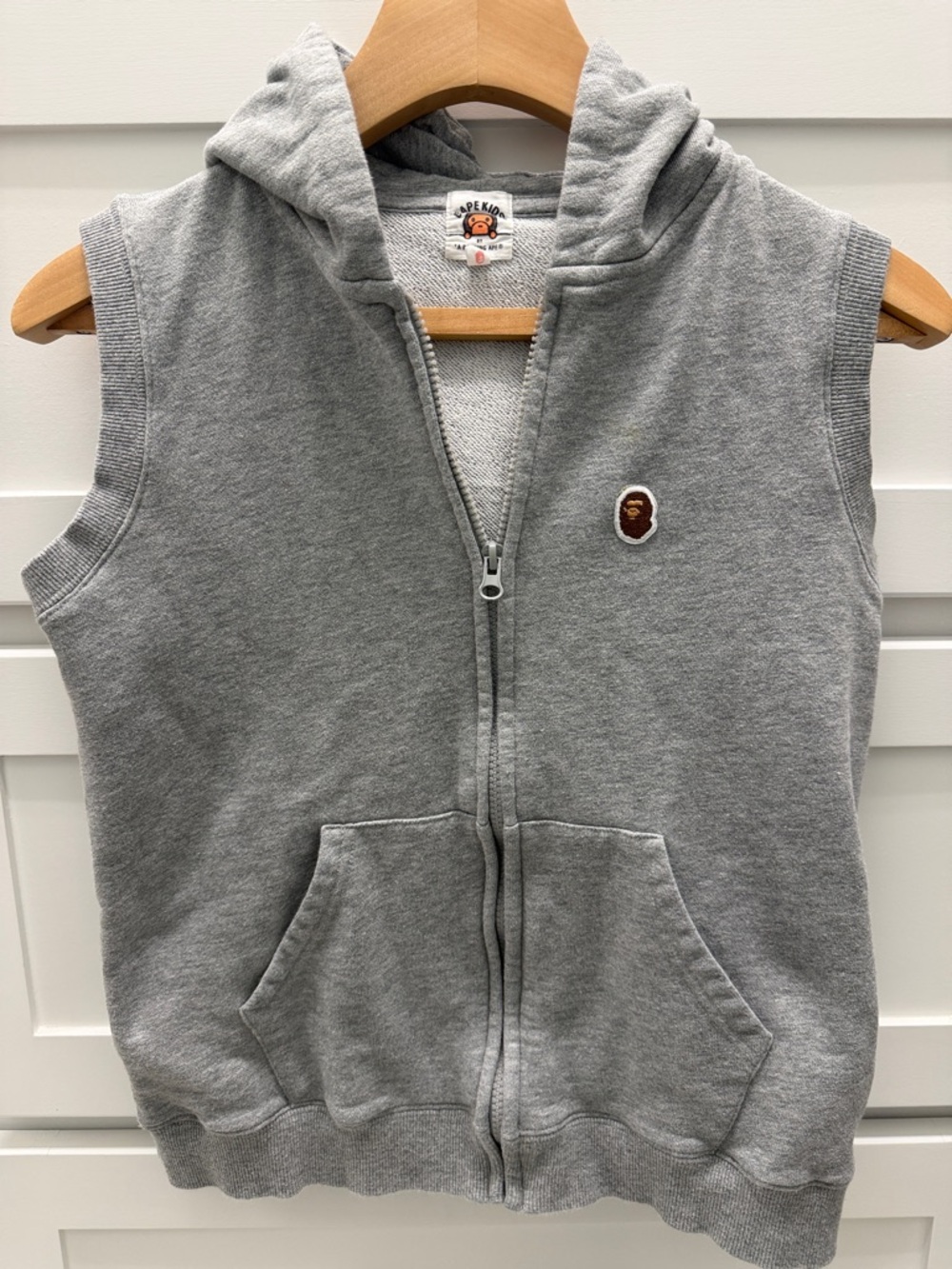 Bape Kids Grey Sleeveless Hoodie Vest